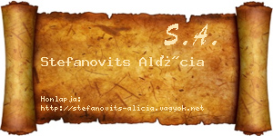 Stefanovits Alícia névjegykártya